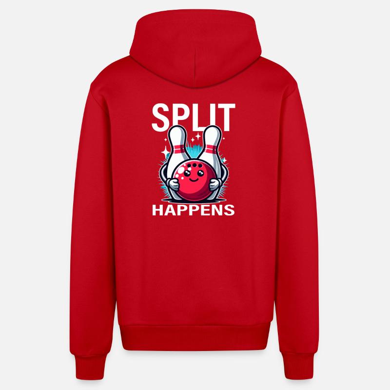 Split Arrives Bowling Joy - Organic Relaxed Hooded Jacket Made in EU - red