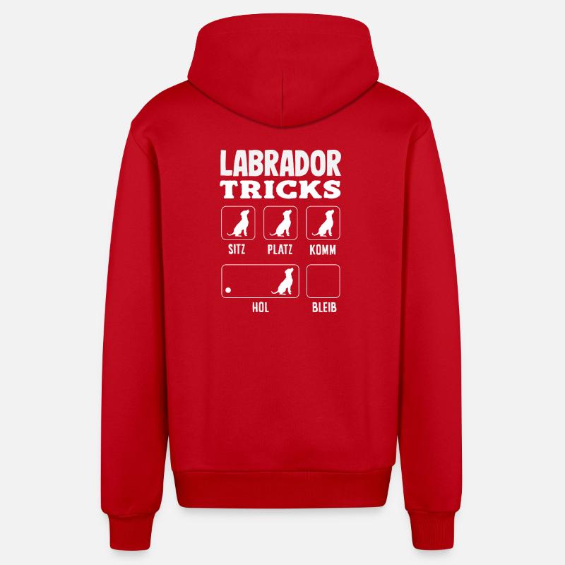 Astuces du Labrador - Veste à capuche bio décontractée fabriquée en UE - rouge