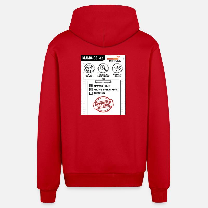 Système d’exploitation Mama-OS v2.0 - Veste à capuche bio décontractée fabriquée en UE - rouge
