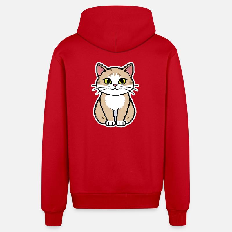 Art pixel chat - Veste à capuche bio décontractée fabriquée en UE - rouge