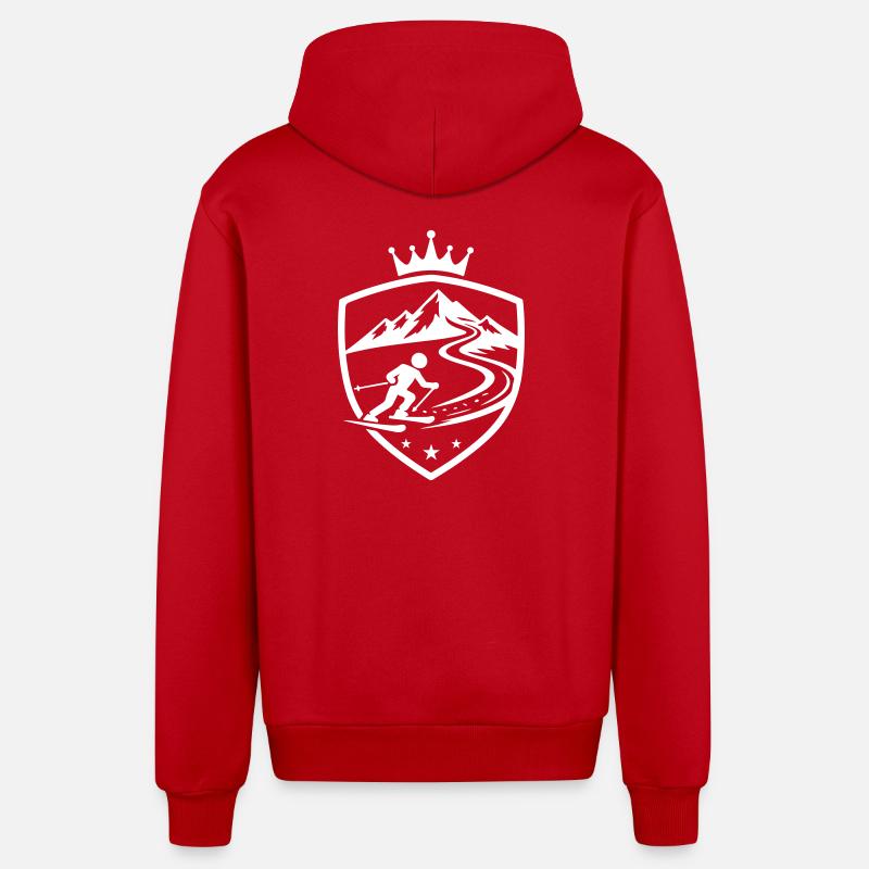Blason de la piste de ski - Veste à capuche bio décontractée fabriquée en UE - rouge