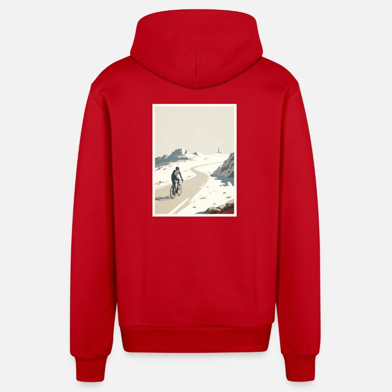 Summit Road - Souvenir du cyclisme - Veste à capuche bio décontractée fabriquée en UE - rouge