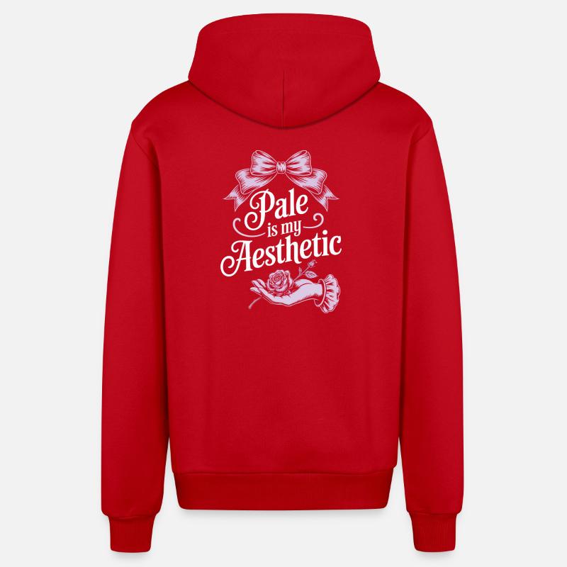 Pale Aesthetic Script with Bow - Organic Relaxed Hooded Jacket Made in EU - red