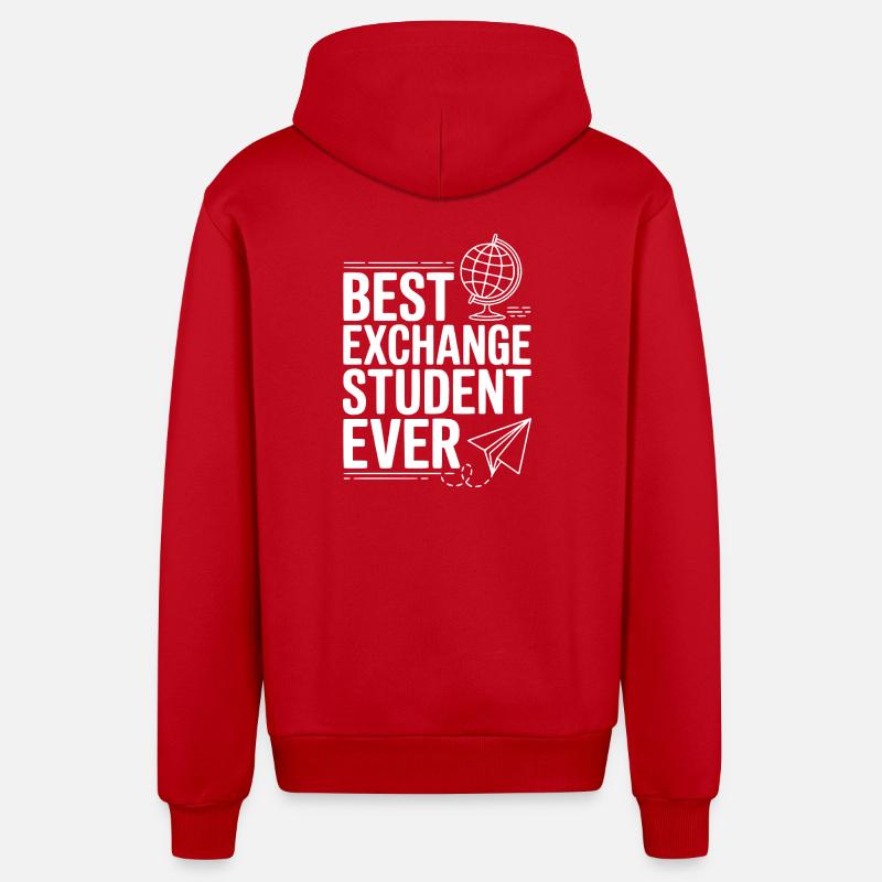 Best Exchange Student Ever - Organic Relaxed Hooded Jacket Made in EU - red