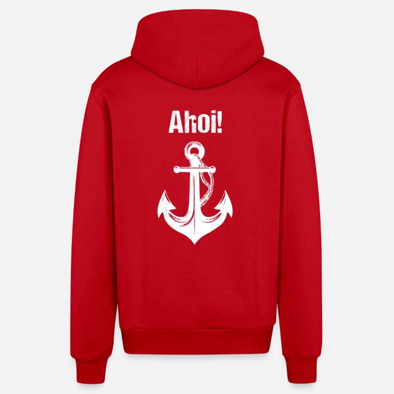 Motif d’ancre - Ahoy ! - Veste à capuche bio décontractée fabriquée en UE - rouge