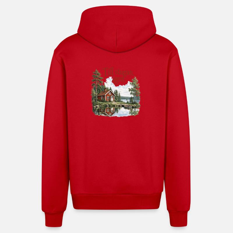 De Retour au Chalet Nostalgie Suédoise - Veste à capuche bio décontractée fabriquée en UE - rouge