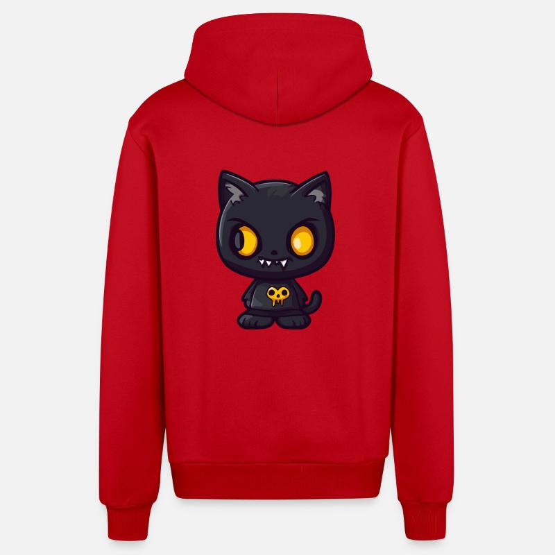Chat Halloween Bande dessinée drôle - Veste à capuche bio décontractée fabriquée en UE - rouge