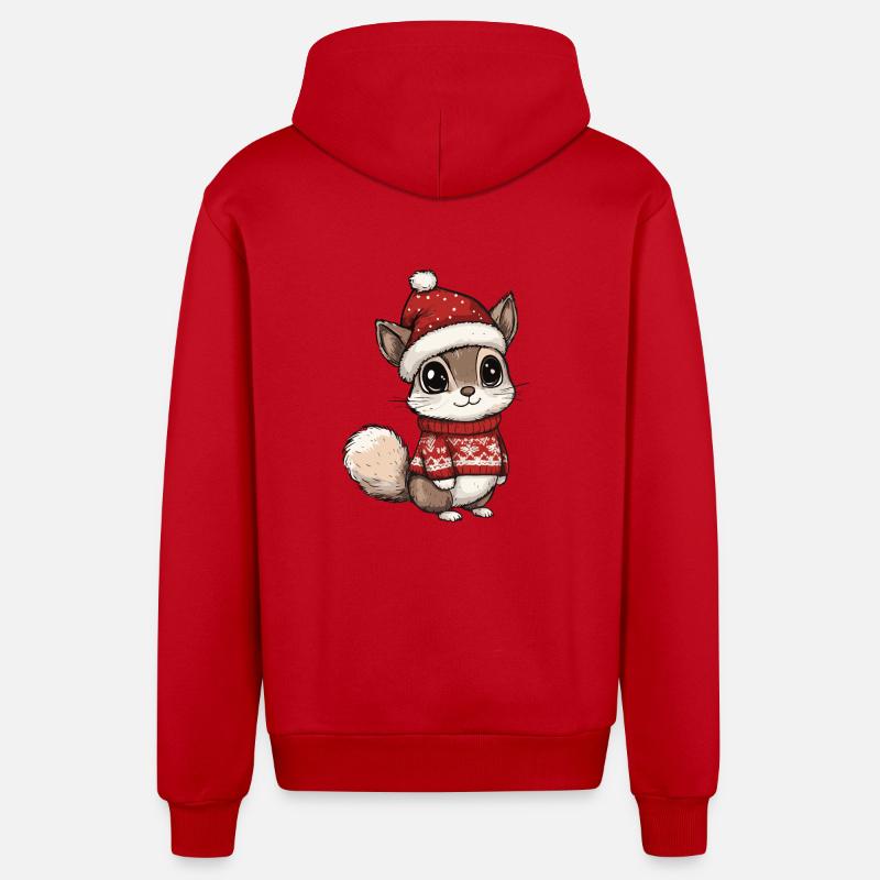 Eichhörnchen Weihnachten Comic - Organic Relaxed Kapuzenjacke Made in EU - Rot