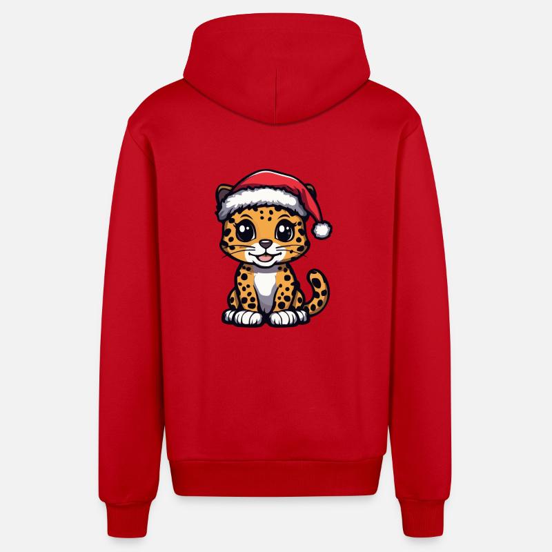 Noël léopard mignon - Veste à capuche bio décontractée fabriquée en UE - rouge