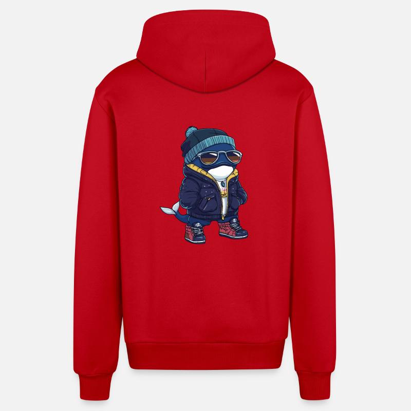 Wal Cool Comic - Organic Relaxed Kapuzenjacke Made in EU - Rot