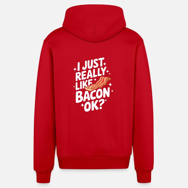 Bacon Petit-déjeuner Bacon - Veste à capuche bio décontractée fabriquée en UE - rouge