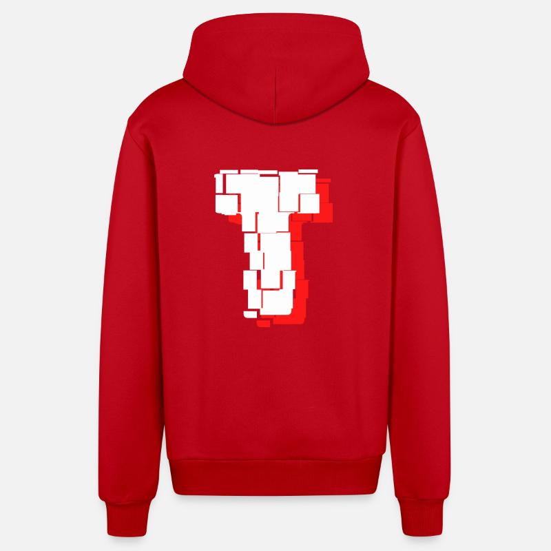 Carreaux blanc rouge t - Veste à capuche bio décontractée fabriquée en UE - rouge