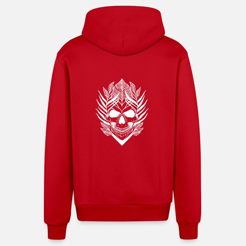 Skull - Veste à capuche bio décontractée fabriquée en UE - rouge