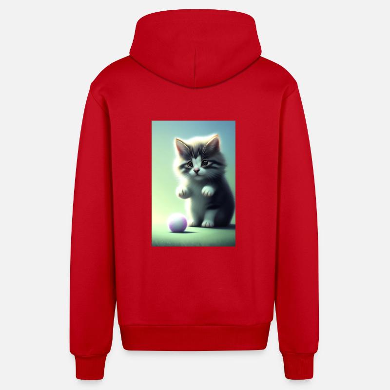 Petit bébé chat mignon - Veste à capuche bio décontractée fabriquée en UE - rouge