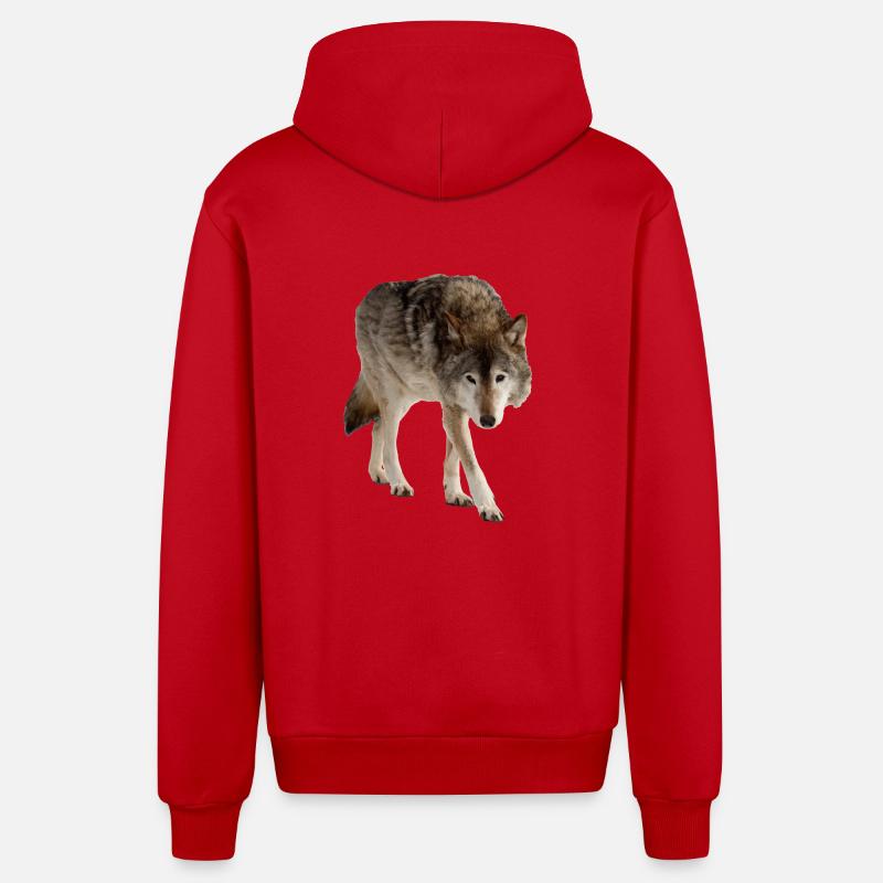 Loup - Veste à capuche bio décontractée fabriquée en UE - rouge