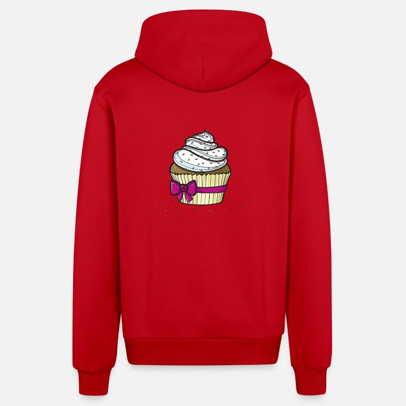 Petit gâteau comique doux - Veste à capuche bio décontractée fabriquée en UE - rouge