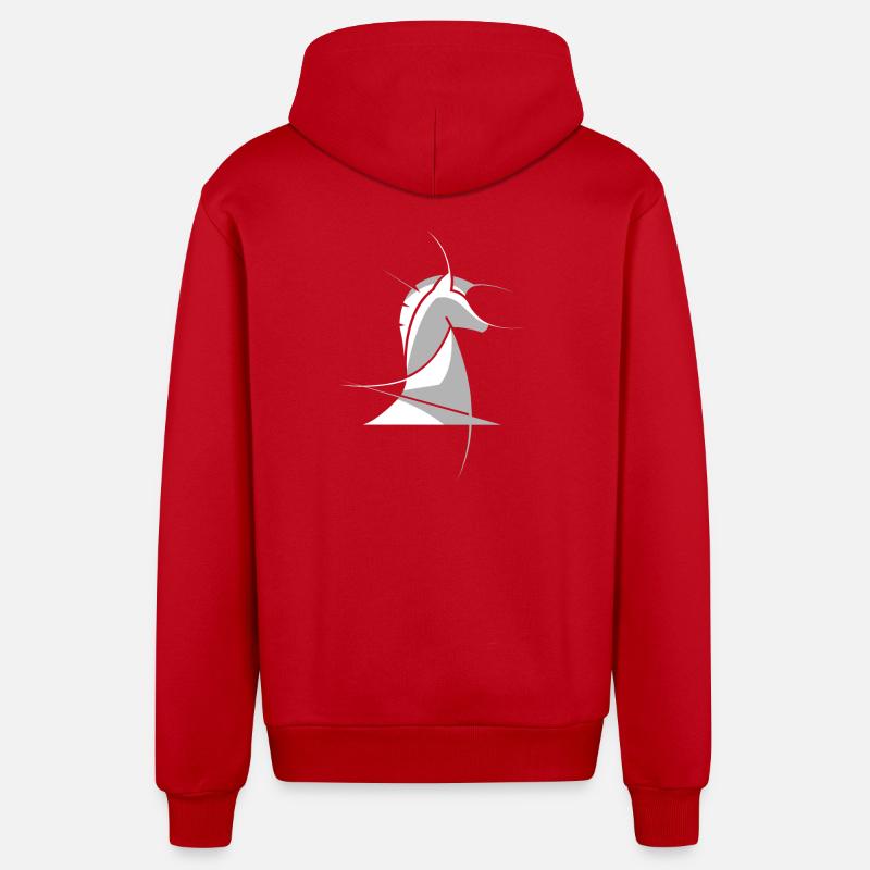 Schachpferd abstrakt – Minimal Chess Design - Organic Relaxed Kapuzenjacke Made in EU - Rot