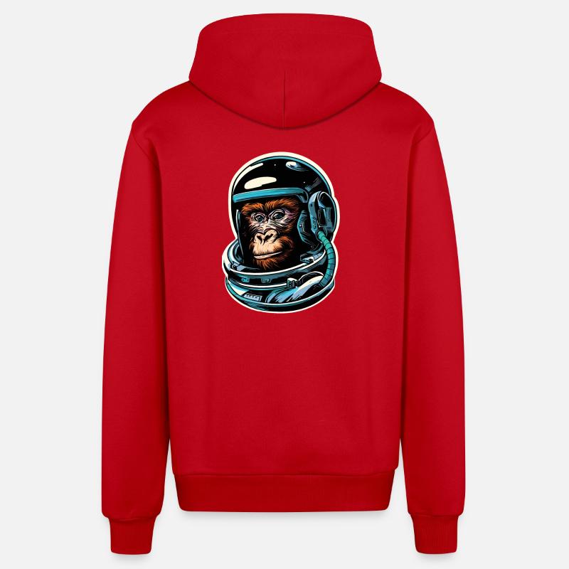 Singe de l’espace - Veste à capuche bio décontractée fabriquée en UE - rouge