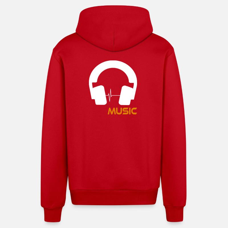 Logo du casque Music Wave - Veste à capuche bio décontractée fabriquée en UE - rouge