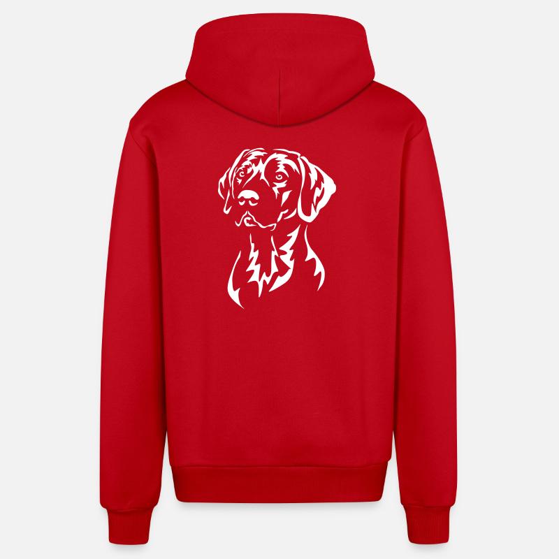 Rhodesian Ridgeback Kopf "Black Edition" - Organic Relaxed Kapuzenjacke Made in EU - Rot