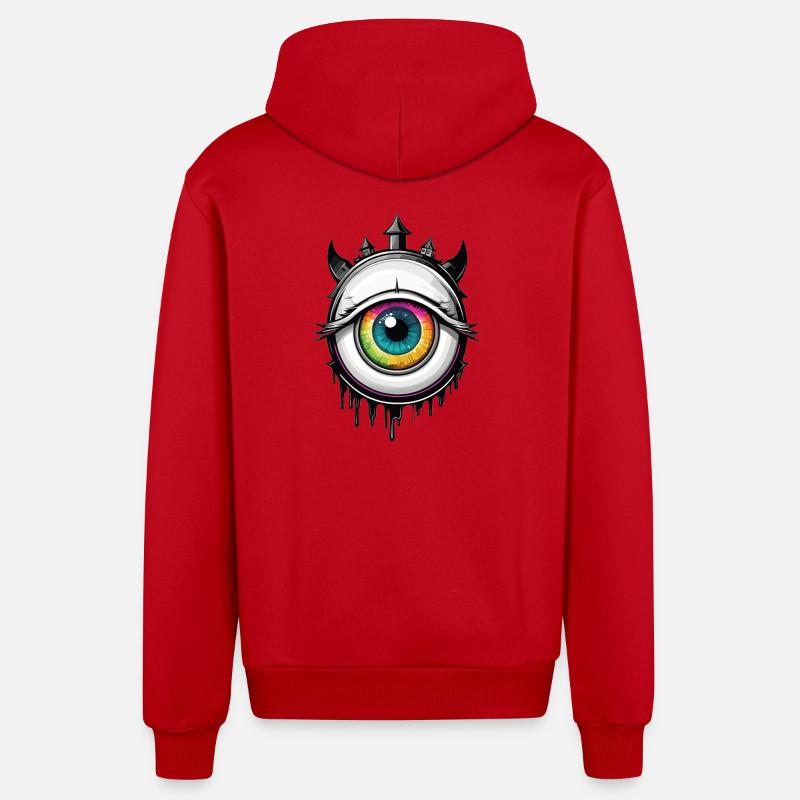 Oeil avec cornes - Veste à capuche bio décontractée fabriquée en UE - rouge