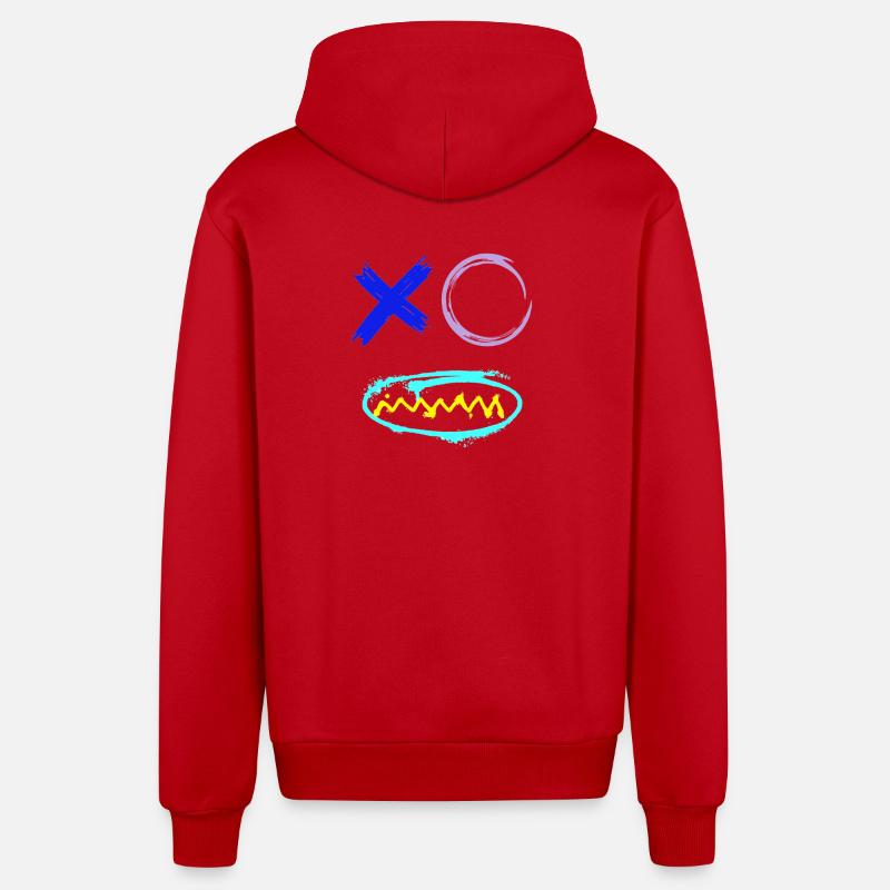 Visage Graffiti Dents - Veste à capuche bio décontractée fabriquée en UE - rouge