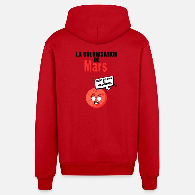 La colonisation de mars - Veste à capuche bio décontractée fabriquée en UE - rouge
