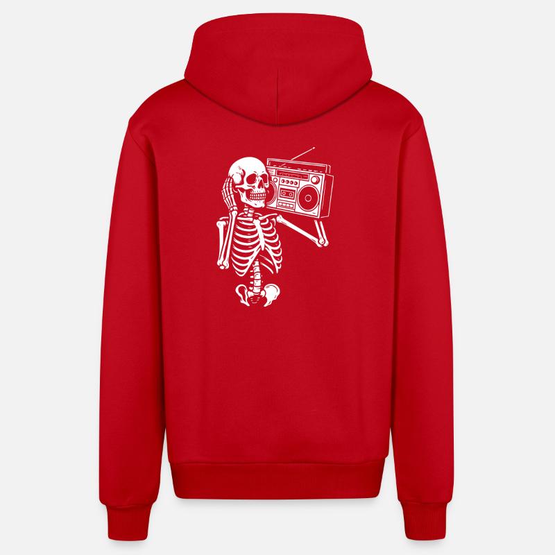 Squelette Boombox Retro Groove - Veste à capuche bio décontractée fabriquée en UE - rouge