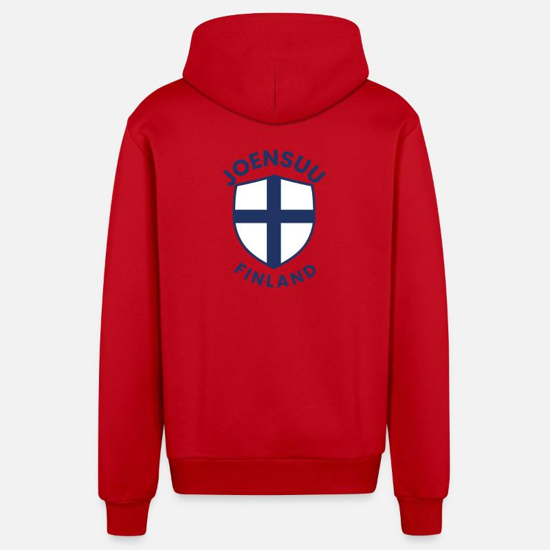 Bouclier Joensuu Drapeau de Finlande - Veste à capuche bio décontractée fabriquée en UE - rouge
