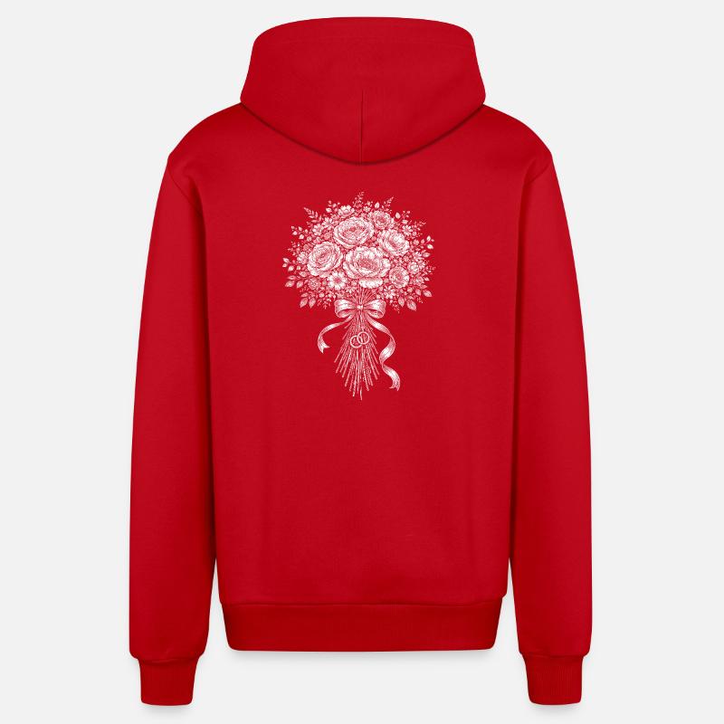 Bouquet de mariée - Veste à capuche bio décontractée fabriquée en UE - rouge