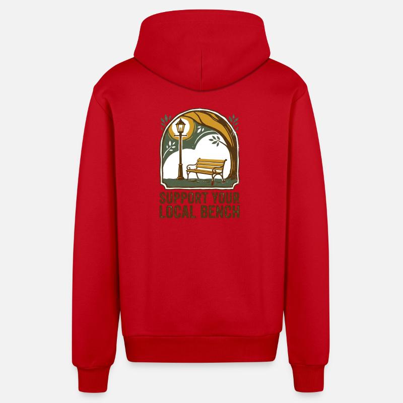 Local Bench - Organic Relaxed Hooded Jacket Made in EU - red