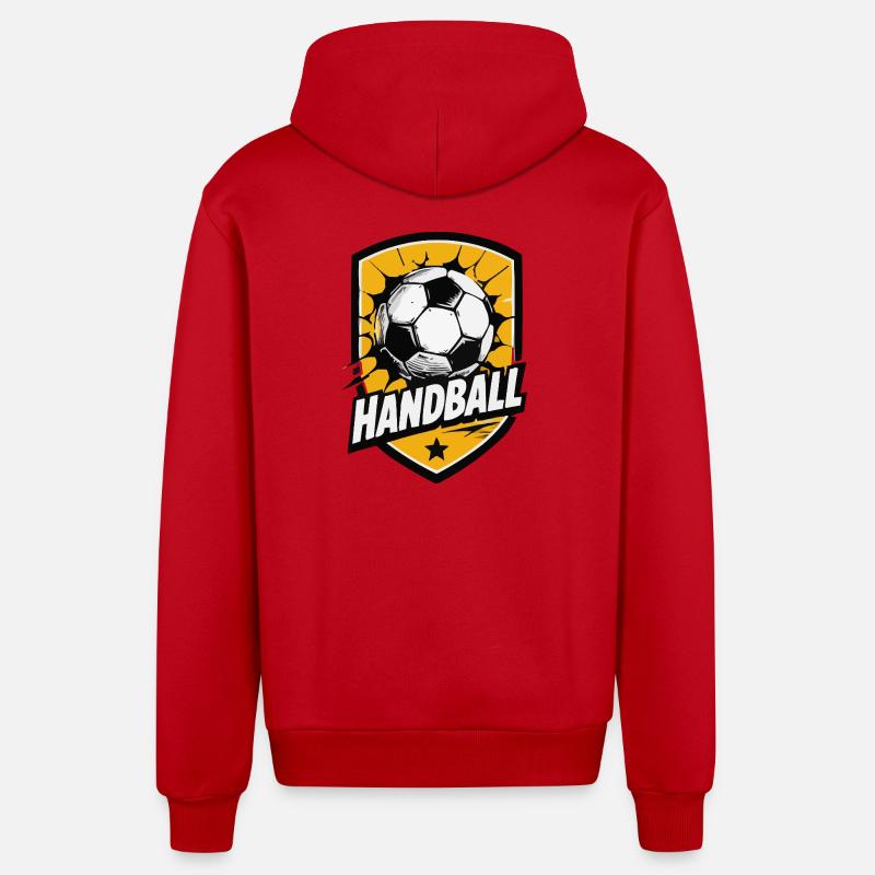 Explosion du bouclier de handball - Veste à capuche bio décontractée fabriquée en UE - rouge