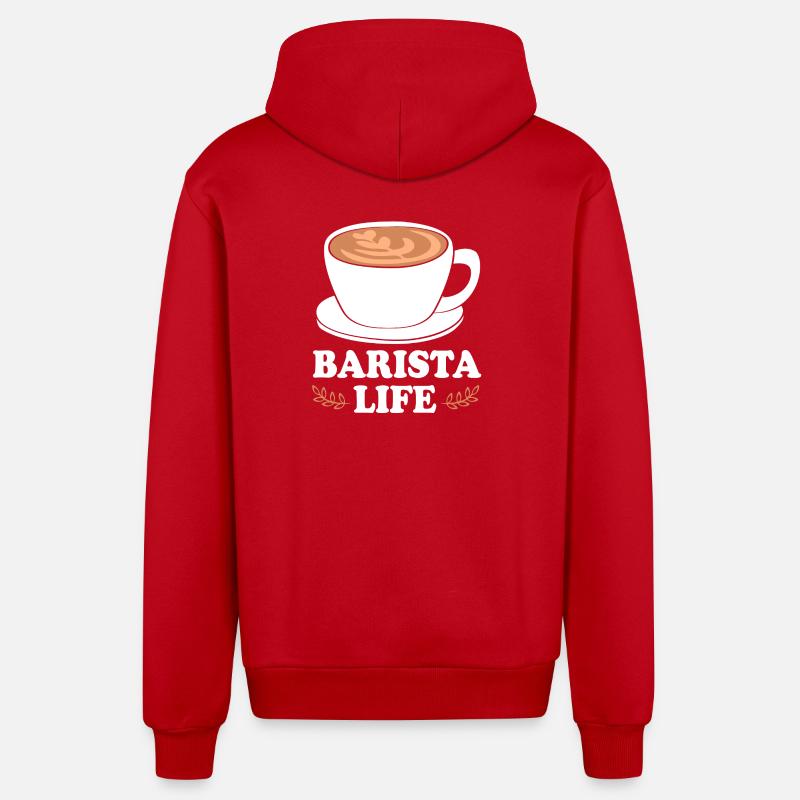 Café, caféine, barista espresso - Veste à capuche bio décontractée fabriquée en UE - rouge