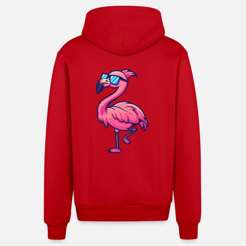 Flamingo Cool Comic - Organic Relaxed Kapuzenjacke Made in EU - Rot