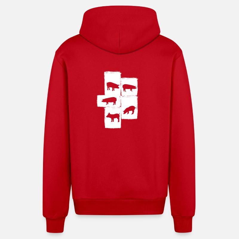 Cochon - Veste à capuche bio décontractée fabriquée en UE - rouge