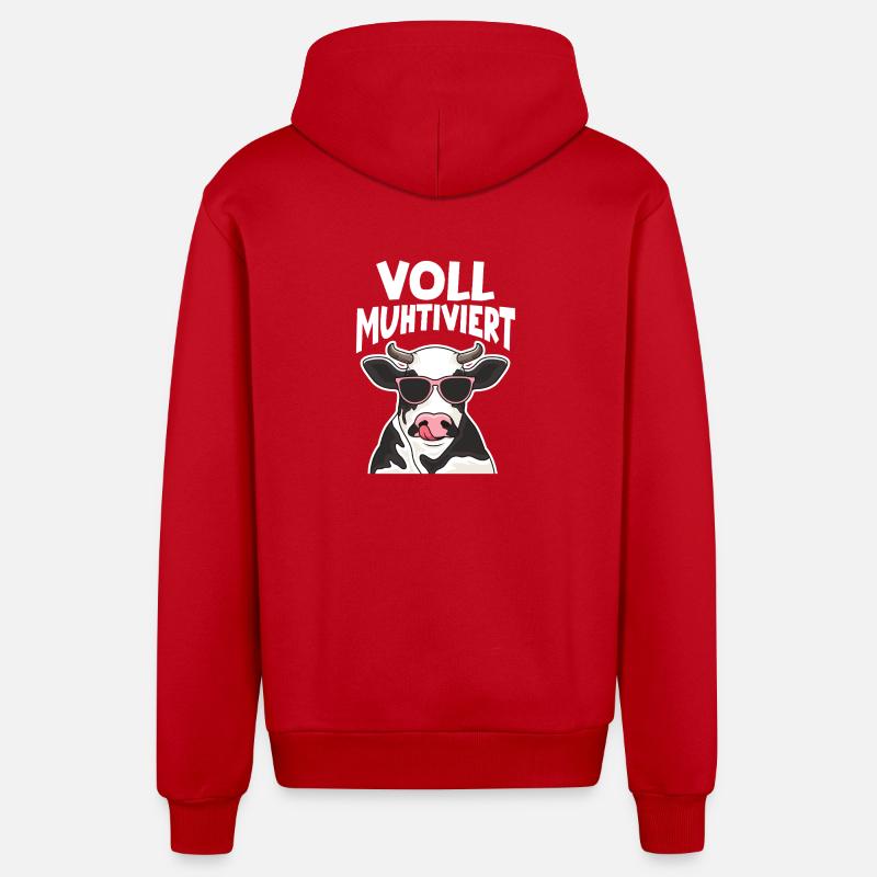 Vache entièrement mutilée - Veste à capuche bio décontractée fabriquée en UE - rouge