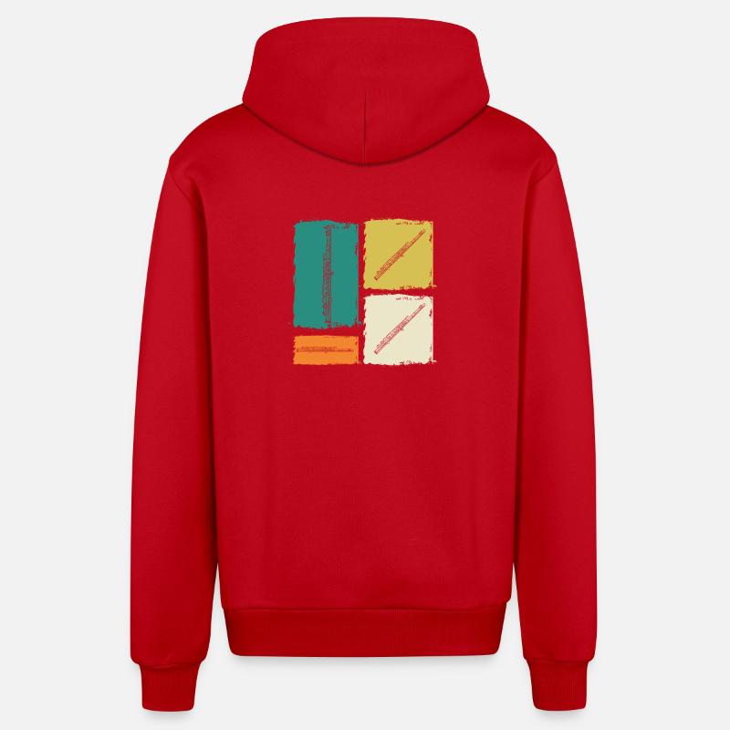 Flötist Querflöte - Organic Relaxed Kapuzenjacke Made in EU - Rot