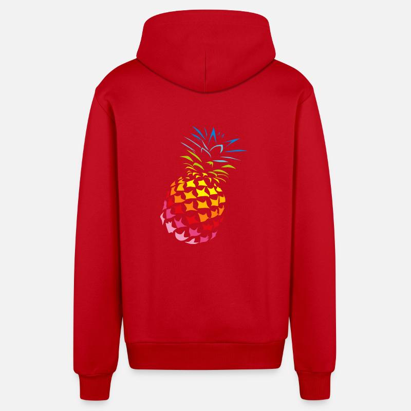 Ananas arc-en-couleurs - Veste à capuche bio décontractée fabriquée en UE - rouge