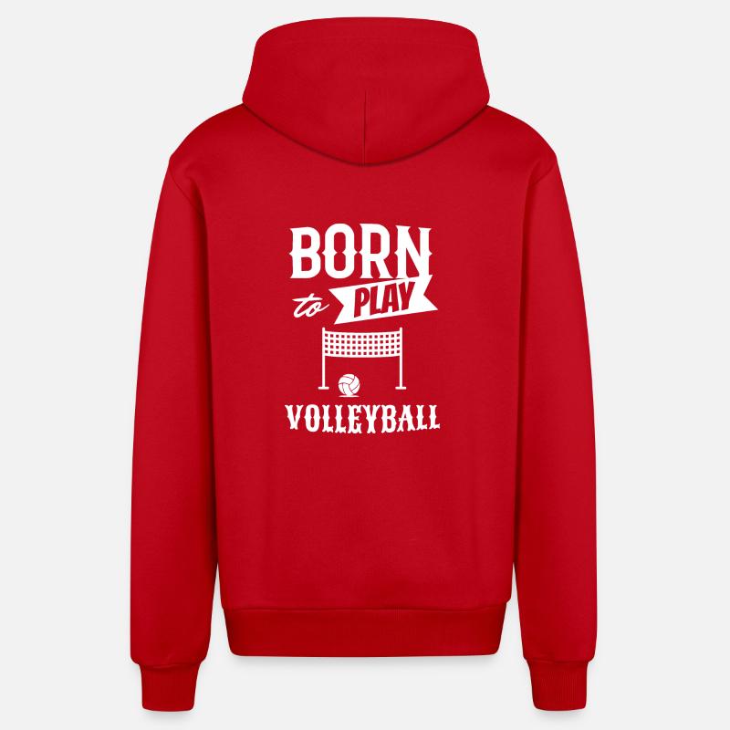 Né pour jouer au volleyball - Veste à capuche bio décontractée fabriquée en UE - rouge