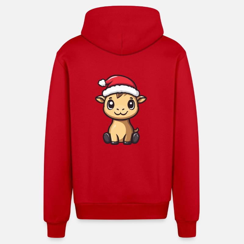 Chameau Noël mignon - Veste à capuche bio décontractée fabriquée en UE - rouge