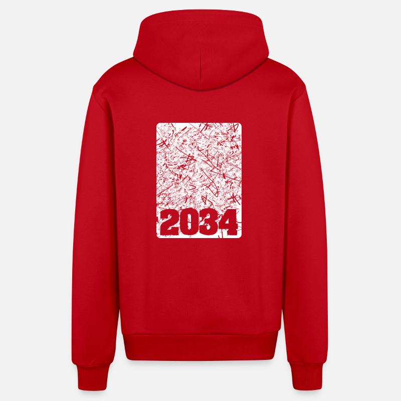 2034 - Veste à capuche bio décontractée fabriquée en UE - rouge