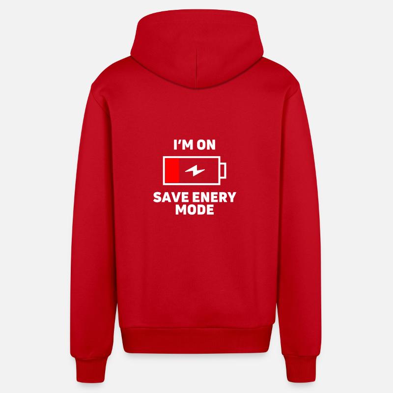 save energy mode - Organic Relaxed Kapuzenjacke Made in EU - Rot