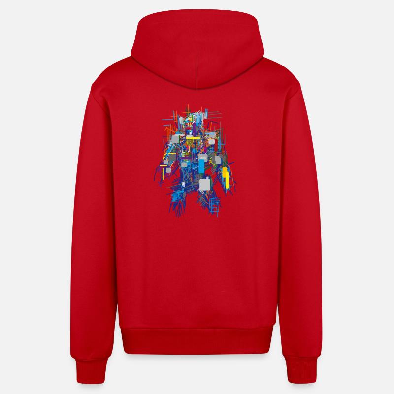 Cyber Android Résumé - Veste à capuche bio décontractée fabriquée en UE - rouge