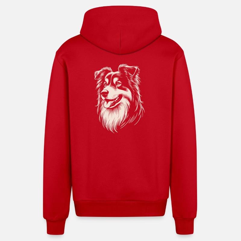 Australian Shepherd Eigenschaften - Organic Relaxed Kapuzenjacke Made in EU - Rot