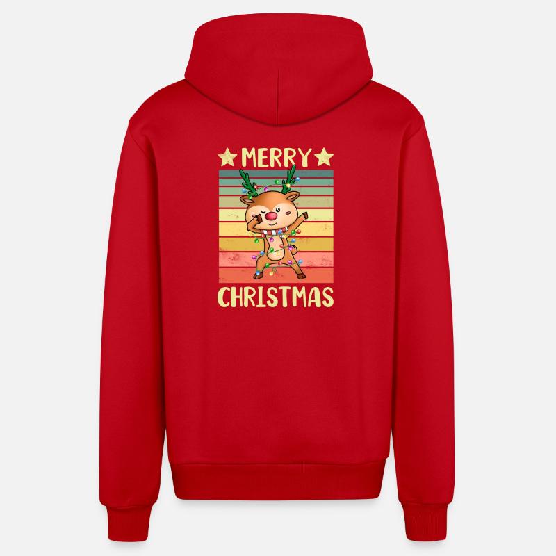 Joyeux Noël Renne - Veste à capuche bio décontractée fabriquée en UE - rouge