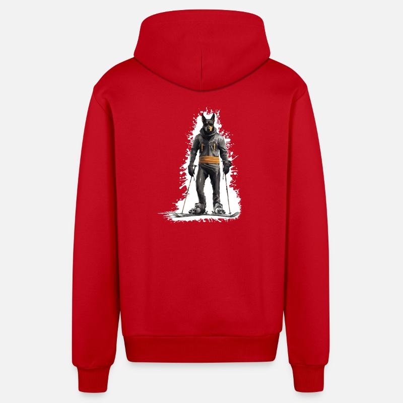 Doberman chien ski ski - Veste à capuche bio décontractée fabriquée en UE - rouge
