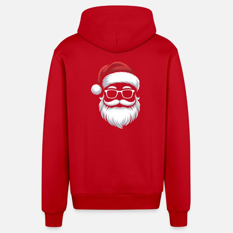 Weihnachtsmann mit Schnurrbart Brille - Organic Relaxed Kapuzenjacke Made in EU - Rot