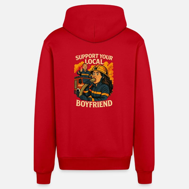 Soutenez votre ami pompier - Veste à capuche bio décontractée fabriquée en UE - rouge
