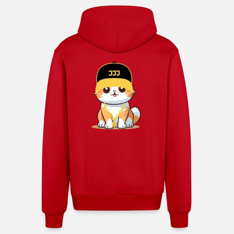 Chat swag - chat cool - Veste à capuche bio décontractée fabriquée en UE - rouge