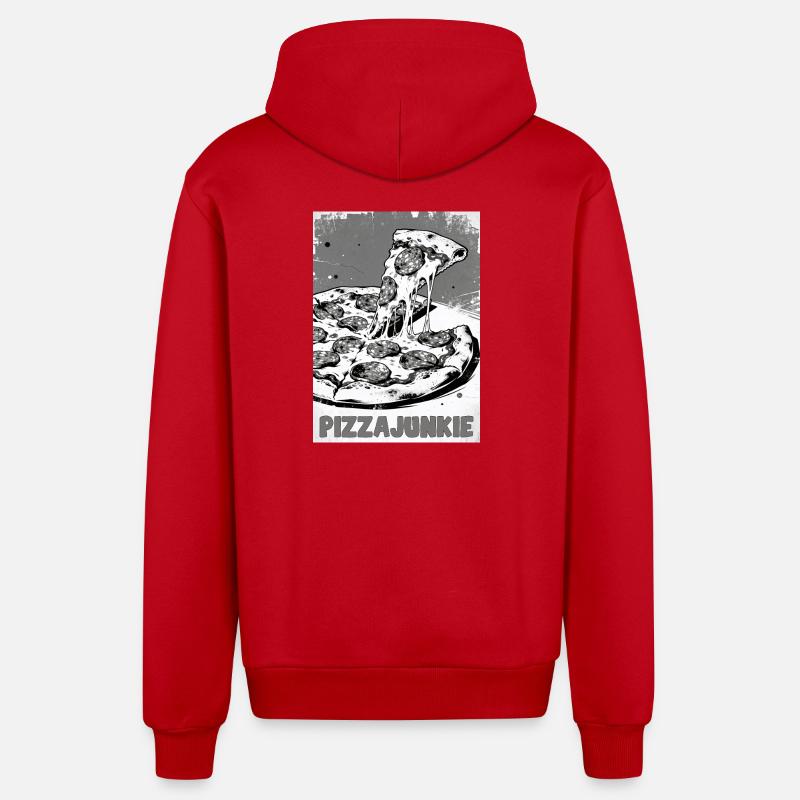 Graphique de tranche de Pizza Junkie - Veste à capuche bio décontractée fabriquée en UE - rouge